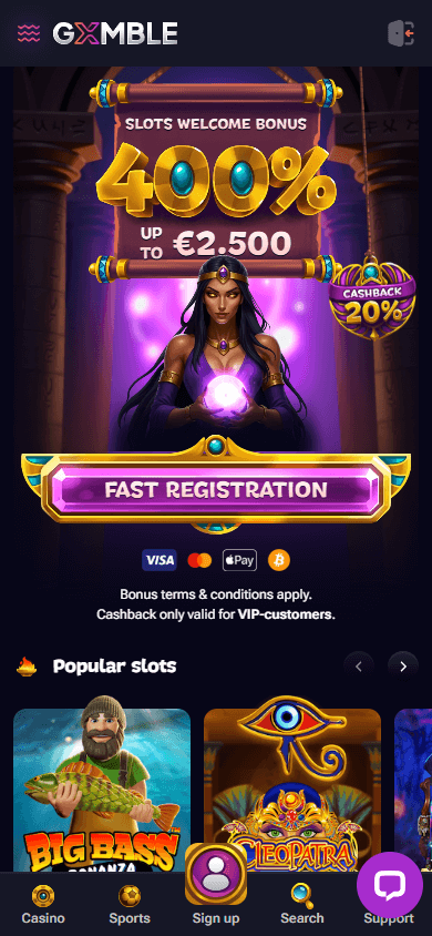 Gxmble Casino Screenshot per mobile